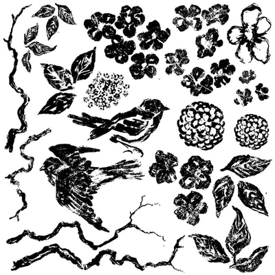 IOD Birds Branches Blossoms 30X30 CM - dekor pecsét